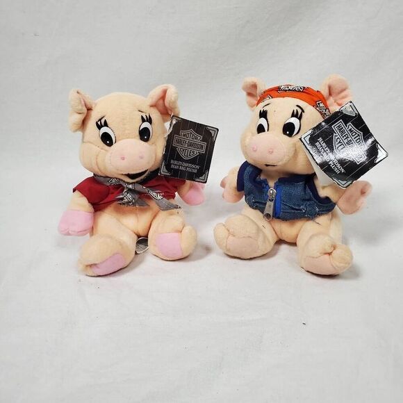 Harley Davidson 2 Stuffed Hogs pigs Racer Punky - Picture 1 of 11